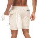 New running shorts summer men's gym fitness bodybuilding training quick-drying shorts men's jogging running sports 2-in-1 shorts