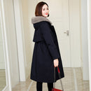 2021 autumn and winter new style overcoming coat women's mid-length mink fur collar detachable rex rabbit fur liner jacket