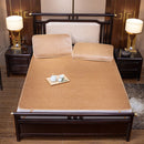 Smooth Rattan Bed Mat Breathable Sleeping Mat with Elastic Straps Pillowcase Non-slip Summer Cool Bed Protection Pad
