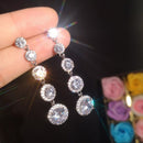 2021 New Arrival Fashion Luxury 925 Sterling Silver Pink CZ Drop Stud Earing  For Women Valentine's Day Gift Z5