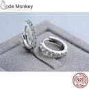 CodeMonkey 100%纯银925水晶圆圈耳环 女士首饰礼品婚礼派对订婚E024
