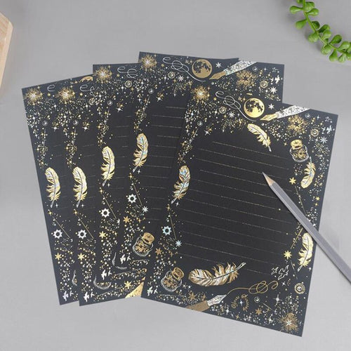 8件套复古烫金羽毛星星音乐信纸信封套装 婚礼请柬迷你信封