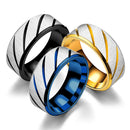 Fashion Simple Inner Arc Double Beveled Batch Flower Twill Horizontal Sand Ring Wholesale Stainless Steel Rings for Women Men