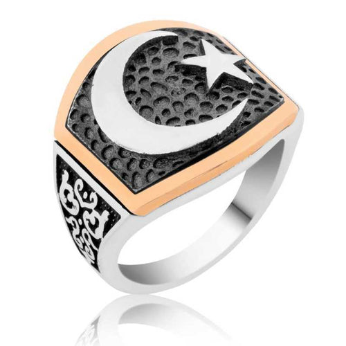 Silver Moon Star Men 'S Ring