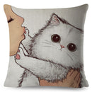 Pillows Cover Funny Love Kiss Cute Cat Cases for Sofa Home Car Cushion Cover Pillow Covers Decor Cartoon Sofa Pillowcase 45x45cm