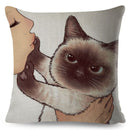 Pillows Cover Funny Love Kiss Cute Cat Cases for Sofa Home Car Cushion Cover Pillow Covers Decor Cartoon Sofa Pillowcase 45x45cm