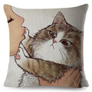 Pillows Cover Funny Love Kiss Cute Cat Cases for Sofa Home Car Cushion Cover Pillow Covers Decor Cartoon Sofa Pillowcase 45x45cm