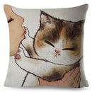 Pillows Cover Funny Love Kiss Cute Cat Cases for Sofa Home Car Cushion Cover Pillow Covers Decor Cartoon Sofa Pillowcase 45x45cm