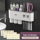 Wall-mounted Toothbrush Holder With 2 Toothpaste Dispenser Punch-free Bathroom Storage For Home Waterproof Bathroom Accessories