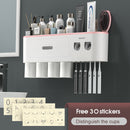 Wall-mounted Toothbrush Holder With 2 Toothpaste Dispenser Punch-free Bathroom Storage For Home Waterproof Bathroom Accessories