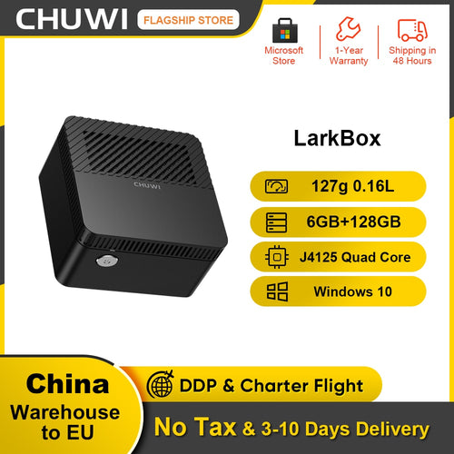 驰为 LarkBox 4K 全球最小迷你PC 英特尔赛扬J4115处理器 Windows 10系统 四核 6GB内存 128G EMMC