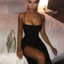 Artsu Glitter Pink Lace Up Open Back High Split Maxi Dress 2020 Fashion Summer Club Bodycon Dresses Woman Party Night ASDR70172