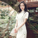 2021夏季新款旗袍日常少女复古清新中长款改良连衣裙中国风服饰中国裙现代