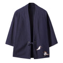 Streetwear Kimono Cardigan Summer Tops For Men 2021 Crane Embroidery Casual Shirts Male Harajuku Vintage Clothing 5XL