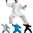 2Pcs/Set Unisex Button Placket Shirt Loose Solid Color Chinese Traditional Tai Chi Suit Kung Fu Wear