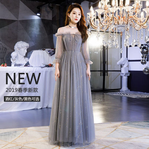 性感长袖露肩东方派对女装舞台表演落地旗袍优雅明星晚礼服宴会礼服