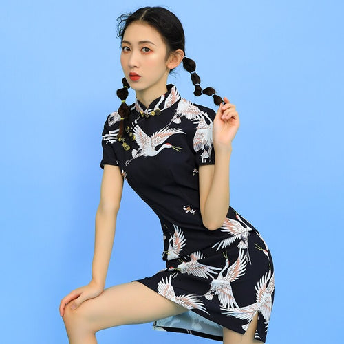 新中式旗袍改良版连衣裙中式黑色日常少女