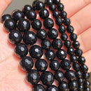 Natural Black Agates Onyx Stone Beads Smooth Round Loose Spacer Beads For Jewelry Making DIY Bracelets 15'' 4/6/8/10/12/14mm