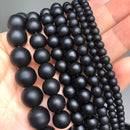 Natural Black Agates Onyx Stone Beads Smooth Round Loose Spacer Beads For Jewelry Making DIY Bracelets 15'' 4/6/8/10/12/14mm