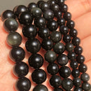 Natural Black Agates Onyx Stone Beads Smooth Round Loose Spacer Beads For Jewelry Making DIY Bracelets 15'' 4/6/8/10/12/14mm