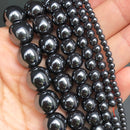 Natural Black Agates Onyx Stone Beads Smooth Round Loose Spacer Beads For Jewelry Making DIY Bracelets 15'' 4/6/8/10/12/14mm