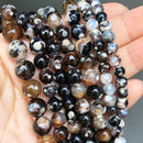 Natural Black Agates Onyx Stone Beads Smooth Round Loose Spacer Beads For Jewelry Making DIY Bracelets 15'' 4/6/8/10/12/14mm