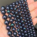 Natural Black Agates Onyx Stone Beads Smooth Round Loose Spacer Beads For Jewelry Making DIY Bracelets 15'' 4/6/8/10/12/14mm