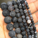 Natural Black Agates Onyx Stone Beads Smooth Round Loose Spacer Beads For Jewelry Making DIY Bracelets 15'' 4/6/8/10/12/14mm