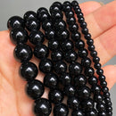 Natural Black Agates Onyx Stone Beads Smooth Round Loose Spacer Beads For Jewelry Making DIY Bracelets 15'' 4/6/8/10/12/14mm