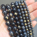 Natural Black Agates Onyx Stone Beads Smooth Round Loose Spacer Beads For Jewelry Making DIY Bracelets 15'' 4/6/8/10/12/14mm
