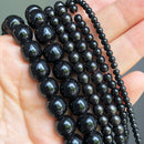 Natural Black Agates Onyx Stone Beads Smooth Round Loose Spacer Beads For Jewelry Making DIY Bracelets 15'' 4/6/8/10/12/14mm