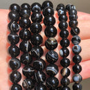 Natural Black Agates Onyx Stone Beads Smooth Round Loose Spacer Beads For Jewelry Making DIY Bracelets 15'' 4/6/8/10/12/14mm