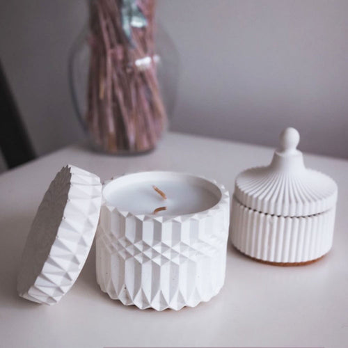 Storage Box Silicone Mold Round Striped Candle Jar Box Design DIY Aroma Plaster Epoxy Concrete Cement Clay Mold Home Decoration