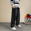 2021 Autumn New Streetwear Baggy Jeans Men Korean Fashion Loose Straight Wide Leg Pants Male Brand Clothing Black Light Blue