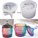 Storage Box Silicone Mold Round Striped Candle Jar Box Design DIY Aroma Plaster Epoxy Concrete Cement Clay Mold Home Decoration