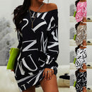 Women Dress Letters Print Hip Hop Long T Shirt Loose Casual Streetwear Long Sleeve O Neck Dress for Party Plus Size вечернее