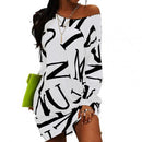Women Dress Letters Print Hip Hop Long T Shirt Loose Casual Streetwear Long Sleeve O Neck Dress for Party Plus Size вечернее