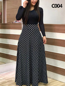 Ladies Summer Long Dress Printed Splicing Floral Banquet Round Neck Short Sleeve Tight Dress Elegant Sexy Woman Long Dress Xl