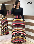 Ladies Summer Long Dress Printed Splicing Floral Banquet Round Neck Short Sleeve Tight Dress Elegant Sexy Woman Long Dress Xl