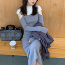 法式复古毛衣连衣裙 女式休闲长袖针织连衣裙 办公室女士修身一体式连衣裙 2021秋季韩版时尚