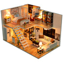 Assemble DIY Wooden House Dollhouse kit Wooden Miniature Doll Houses Miniature Dollhouse toys With Furniture LED Lights Gift