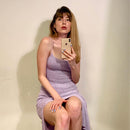 BOOFEENAA Sexy Knitted Sweater Dresses Fall 2021 Elegant Party Strappy Lace Up Open Back Split Bodycon Midi Dress C76-CB26