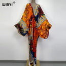 Sexy bech high-quality hand-rolled feel silk rayon fashion print 2021 WINYI Maxi women&
