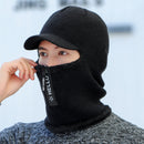 珊瑚绒冬季女士针织帽加绒保暖冬季女士帽带拉链保暖面罩巴拉克拉瓦毛球帽