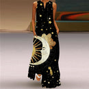 WAYOFLOVE 2022  Sleeveless Black Dress Summer Beach Casual Elegant Breathable Long Dresses Woman V Neck Rose Print Women&