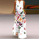 WAYOFLOVE 2022  Sleeveless Black Dress Summer Beach Casual Elegant Breathable Long Dresses Woman V Neck Rose Print Women&