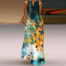 WAYOFLOVE 2022  Sleeveless Black Dress Summer Beach Casual Elegant Breathable Long Dresses Woman V Neck Rose Print Women&