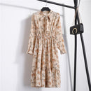2022 Floral Print Women Dress Female Autumn Long Sleeve Vintage Chiffon Bow Tie Neck Office Lady Shirt Dress Summer Vestidos