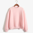 WYBLZ Spring Autumn Fleece Sweatshirt S-XXL Cute Women Pullover Top 12 Colors Casual Loose Solid Thick Hoodie Female Wholesale