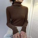 Zoki 2022年新款女士套头高领毛衣秋季长袖修身弹力韩版简约百搭实色上衣